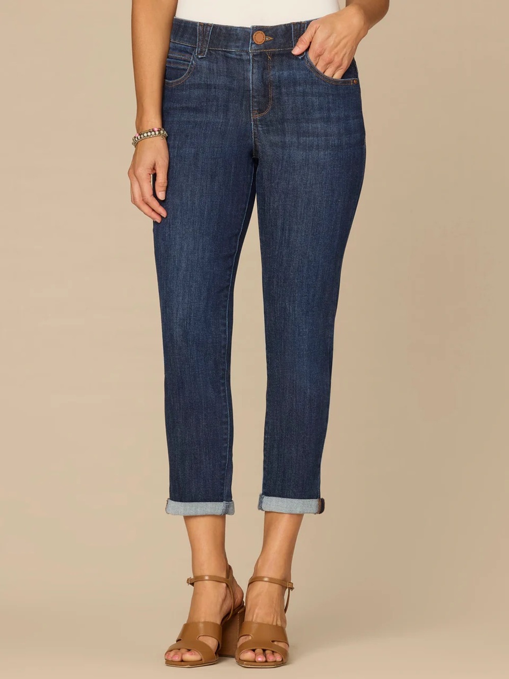 “Ab”solution® Mid-Rise Indigo Roll Cuff Petite Ankle Skimmer Jeans